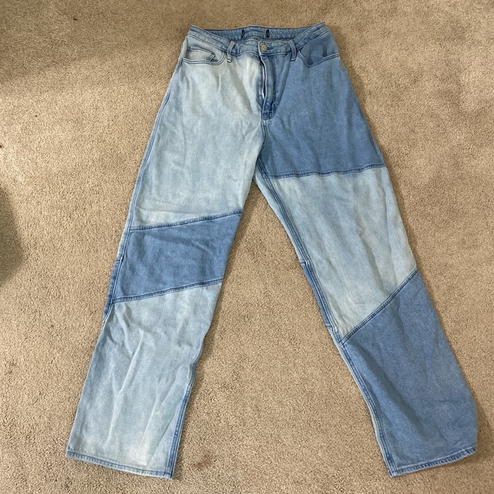 This Is A Patchwork Straight Leg Denim Pants - image 1